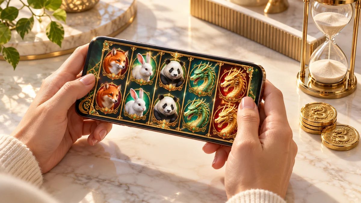Người trưởng thành xem bàn quay trên thiết bị cùng một lượng nhỏ vàng game