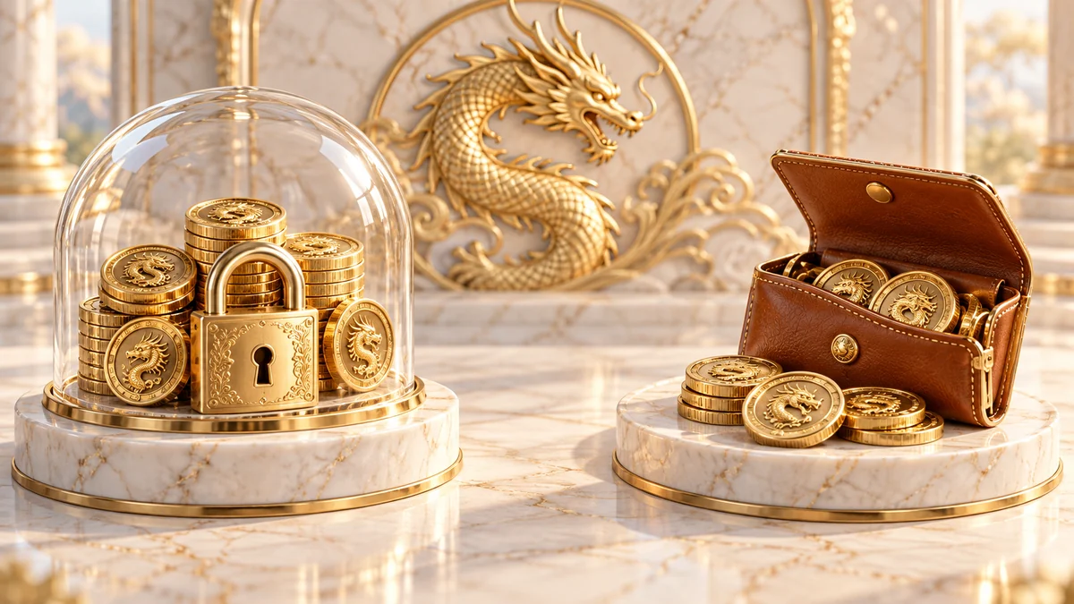 Hai nhóm vàng game có biểu tượng khóa và ví để phân biệt loại số dư